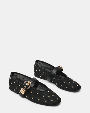 Lucia Stud Black Multi Mesh Flats
