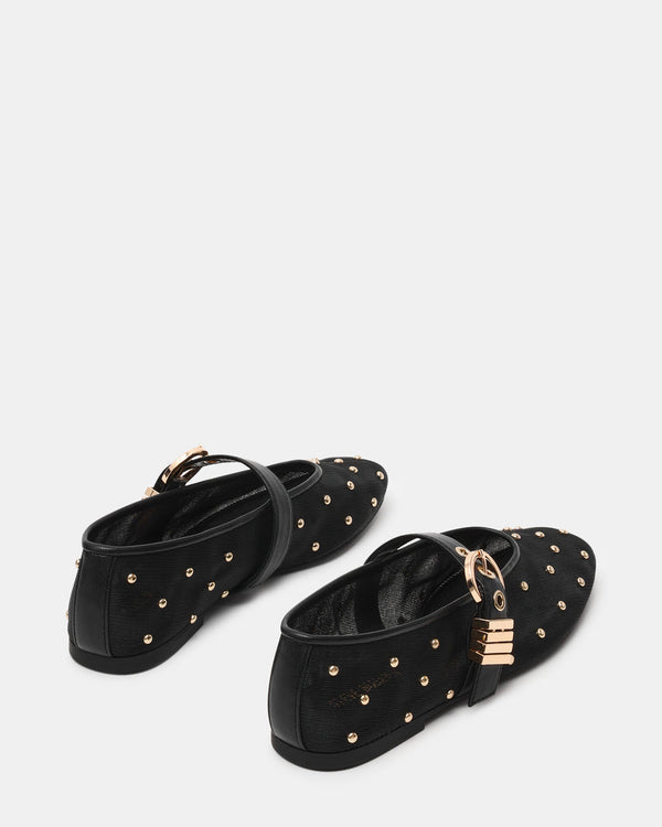 Lucia Stud Black Multi Mesh Flats