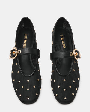 Lucia Stud Black Multi Mesh Flats