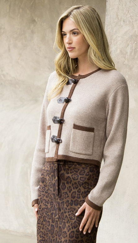 THML Leopard Print Suede Midi Skirt