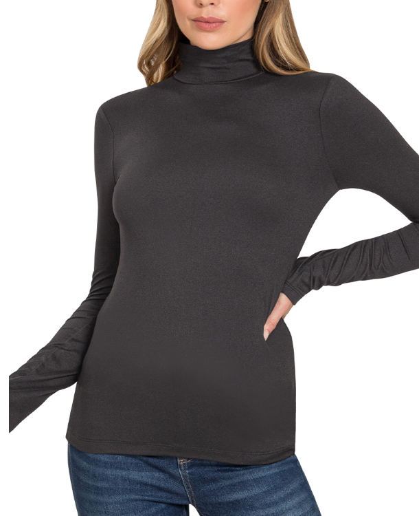 Essential Mock Neck Top - Black