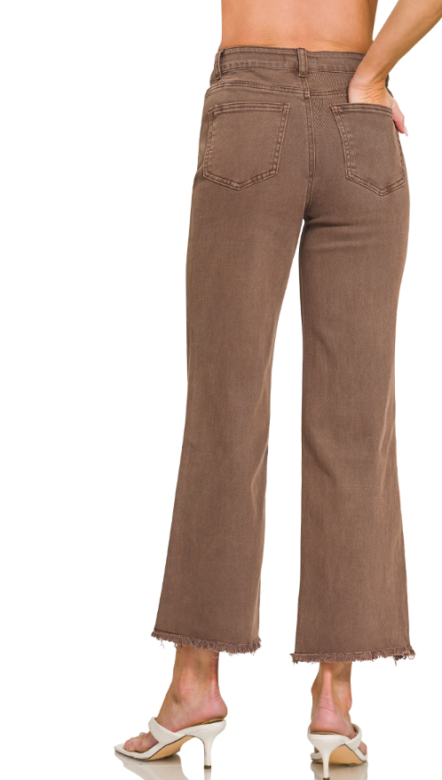 Acid Wash Stretch Denim - Cocoa