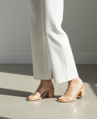 Aura Clear Strap Heel - Nude