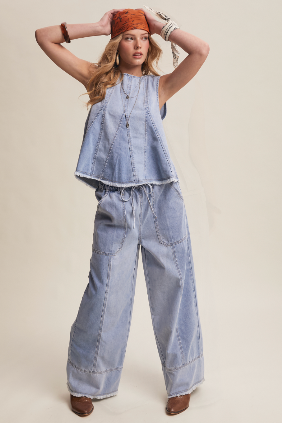 Weekend In Denim Pant Set