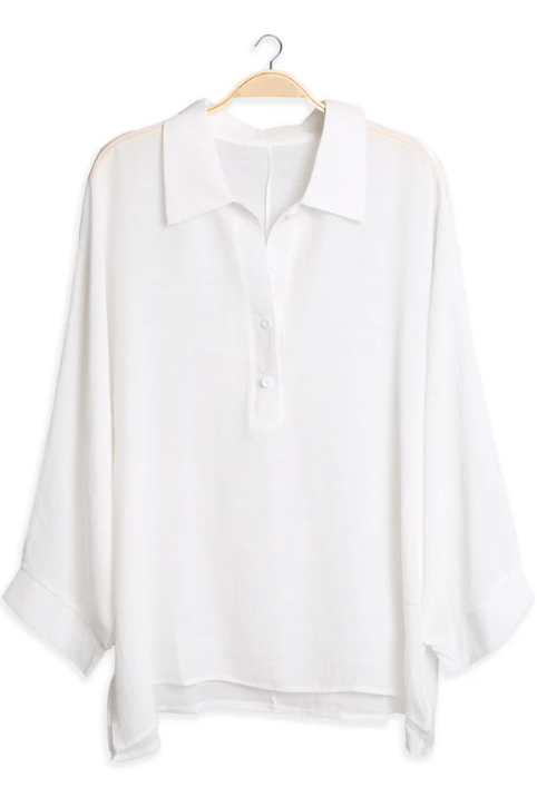 Cabana Collar Top - White