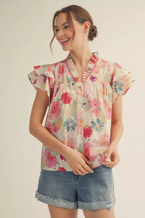 Floral Fuchsia Top