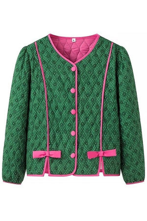 Floral Print Button Down Quilted Jacket