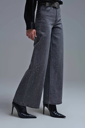 gray rhinestone jeans
