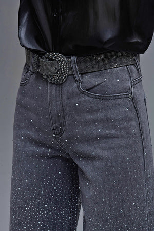 gray rhinestone jeans
