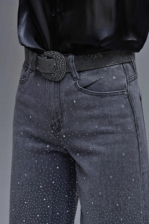 gray rhinestone jeans
