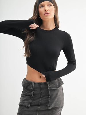 Long-Sleeved Cropped Athleisure Top