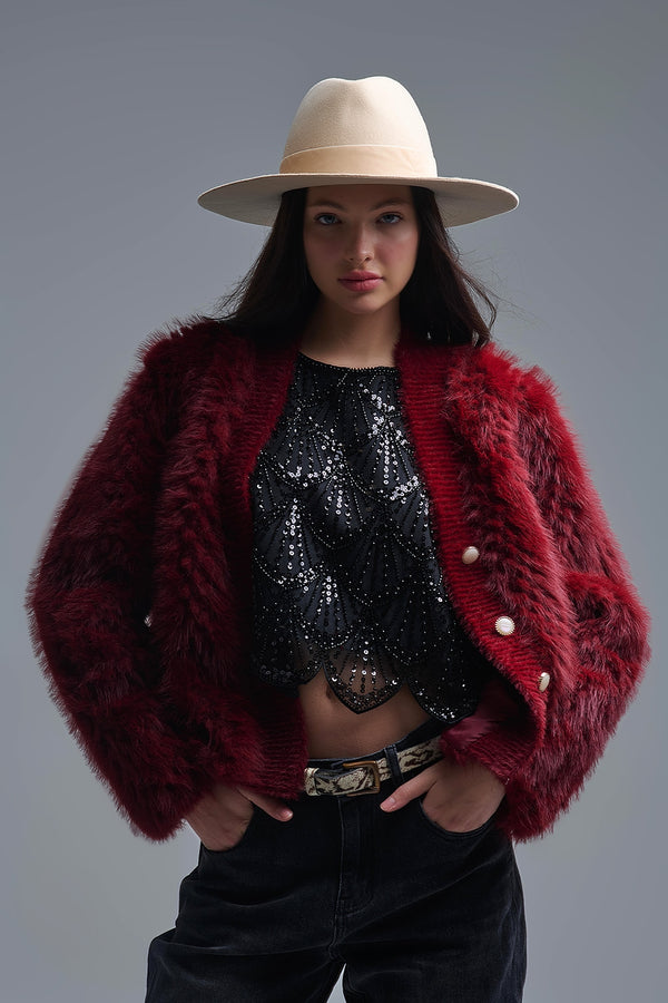 Crimson Riot Faux Fur Jacket