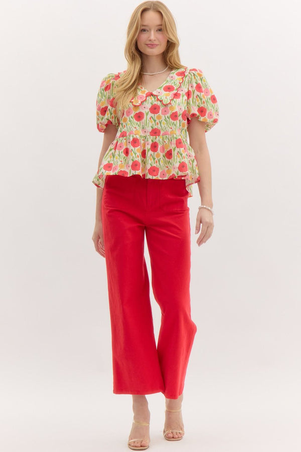 Red Ankle Trouser