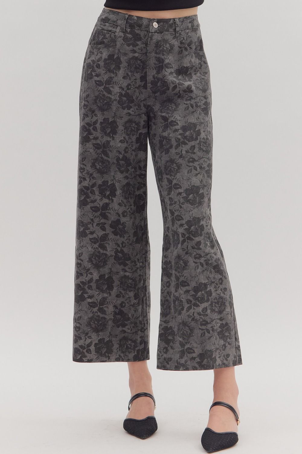 Charcoal Floral Trouser