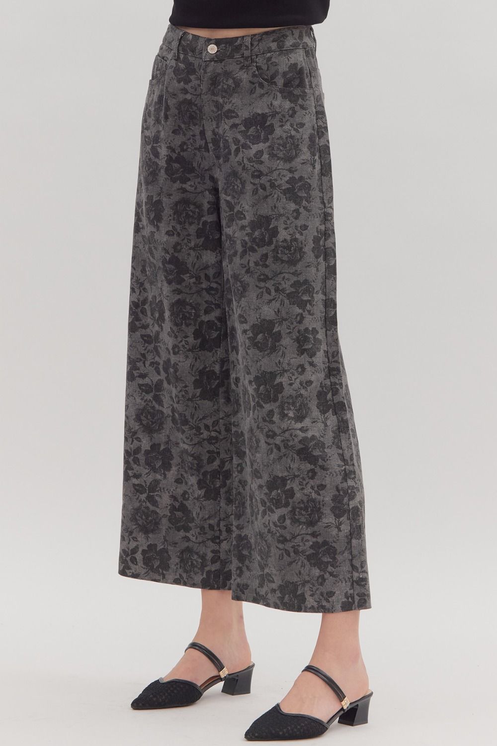 Charcoal Floral Trouser