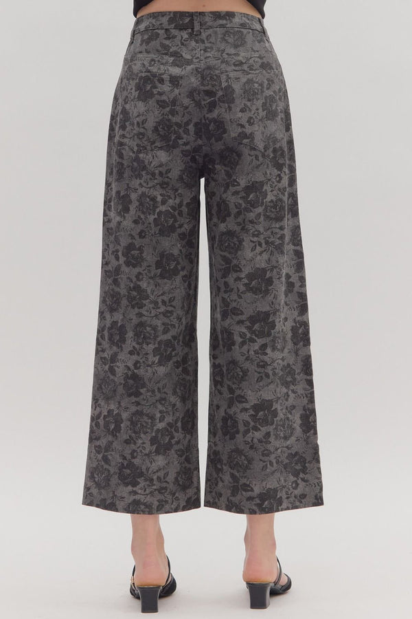 Charcoal Floral Trouser