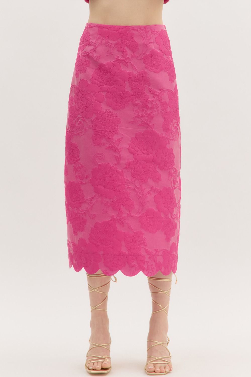 Hot Pink Jacquard Skirt - Southern Fuss