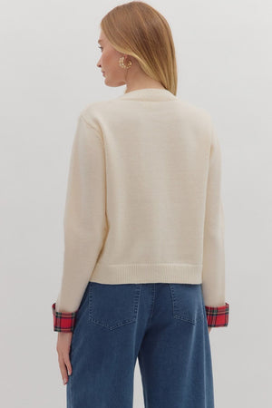 Plaid Trim Cardigan