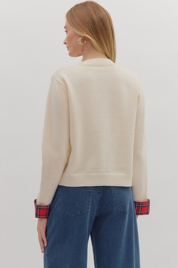 Plaid Trim Cardigan