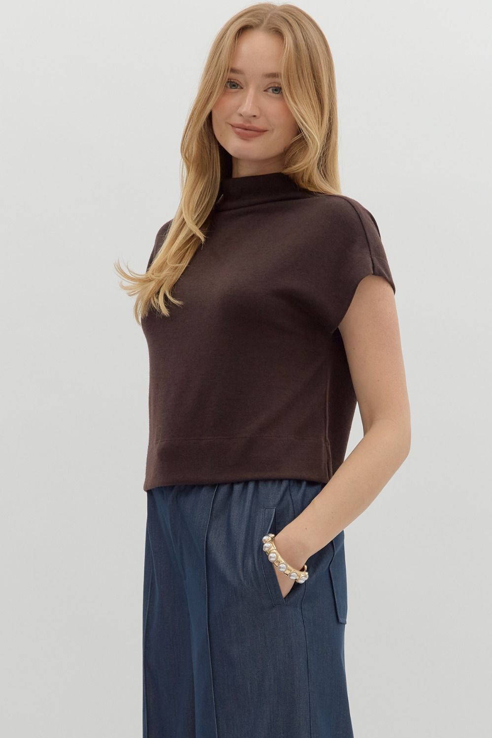 Chocolate Mock Neck Top