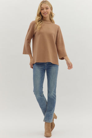 Camel Mock Neck Top