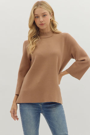 Camel Mock Neck Top