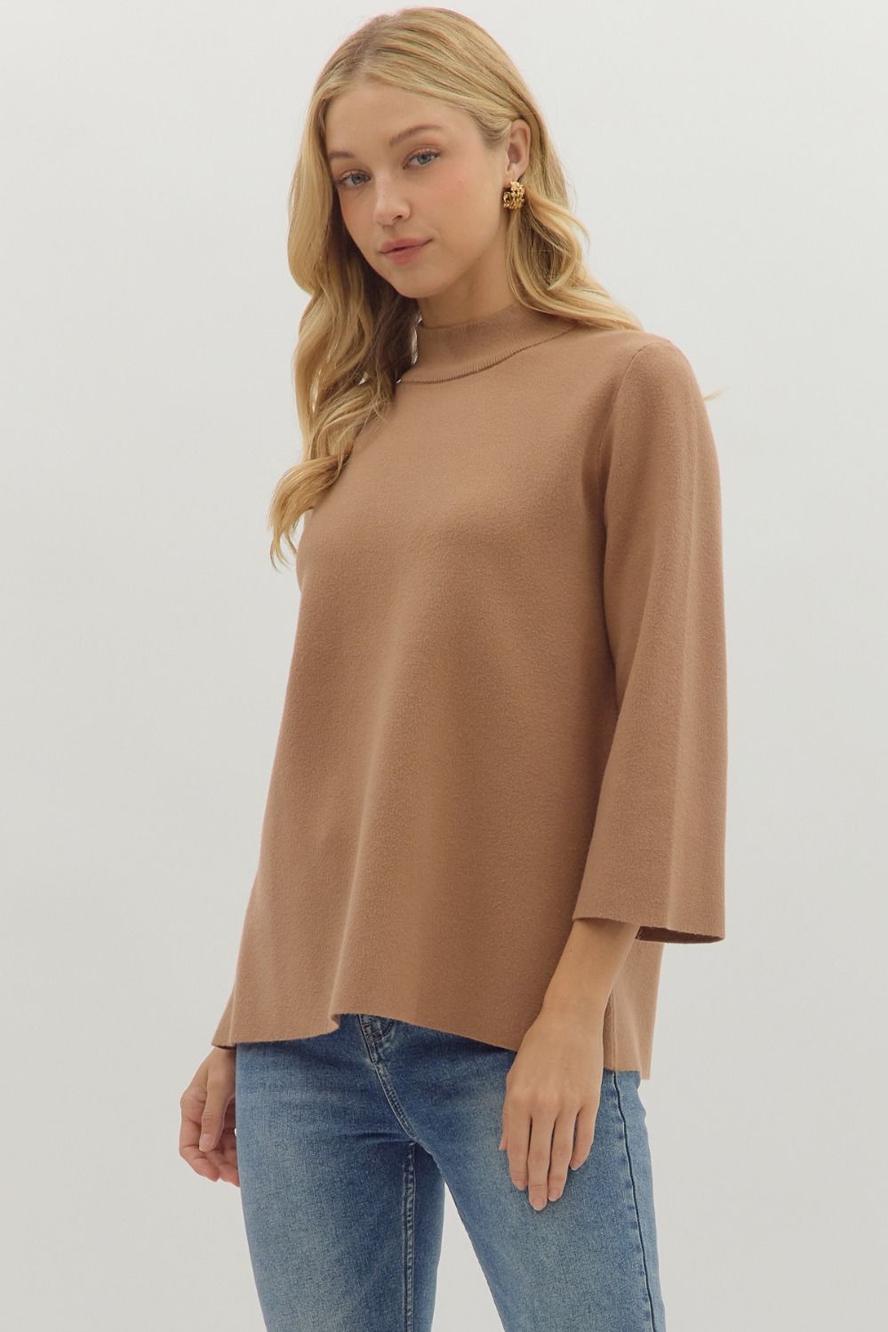 Camel Mock Neck Top
