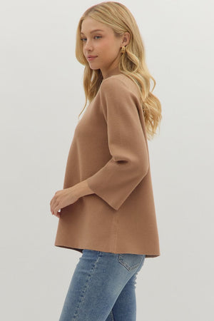Camel Mock Neck Top