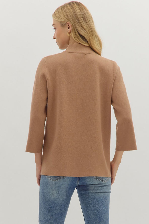 Camel Mock Neck Top