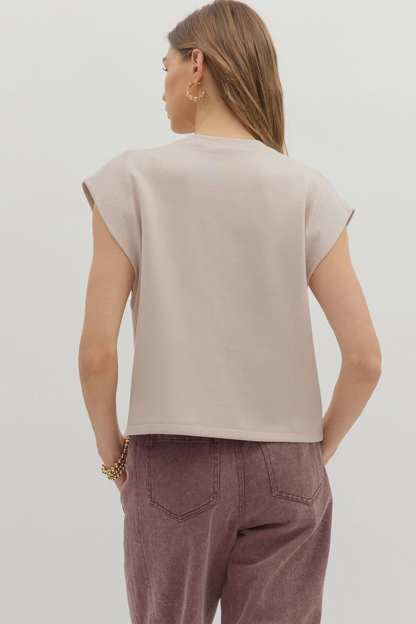 Elevated Cap Sleeve Top - Almond