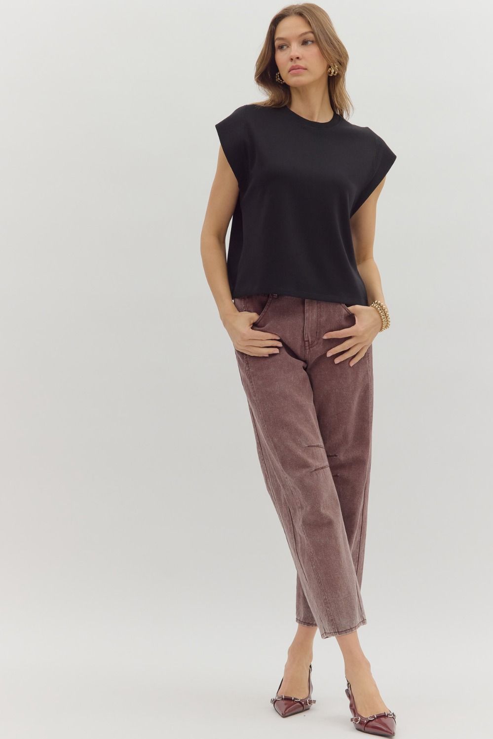 Elevated Cap Sleeve Top - Black