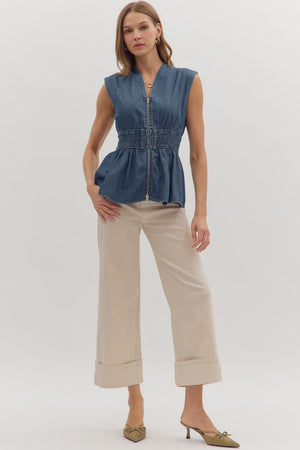 Dark Denim Peplum Top