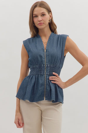 Dark Denim Peplum Top