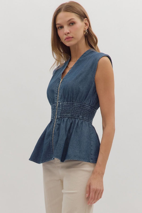 Dark Denim Peplum Top