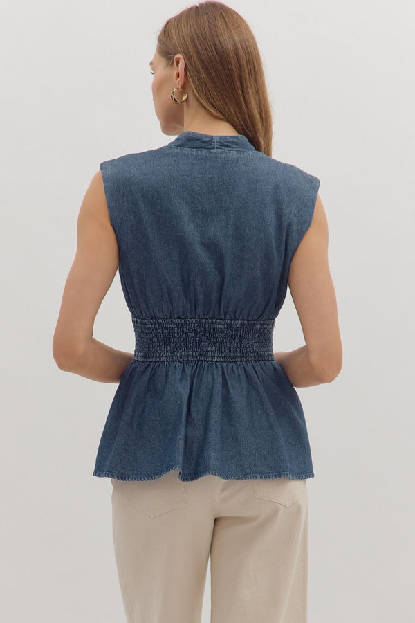 Dark Denim Peplum Top