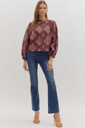 Chocolate Floral Blouse