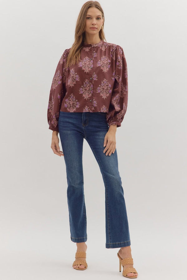 Chocolate Floral Blouse