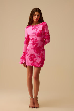 Fuchsia Chiffon Mini Dress