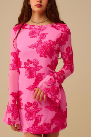 Fuchsia Chiffon Mini Dress