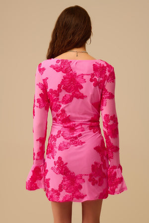 Fuchsia Chiffon Mini Dress