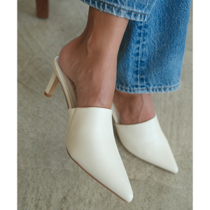 Cream muled heels for fall