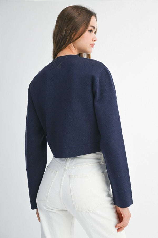 Navy Heart Button Cardigan
