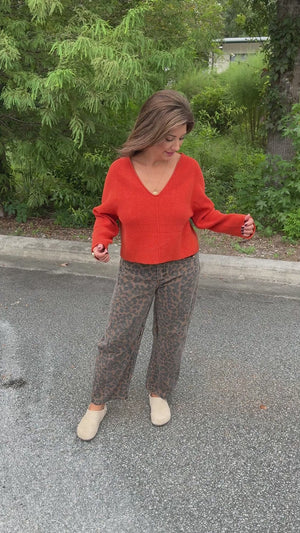Shera V-Neck Top - Dark Coral