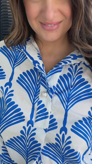 Coastal Blue Print Top