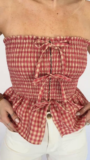 Cherry Vanilla Gingham Tube Top