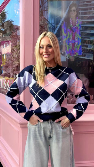 Navy Argyle Sweater
