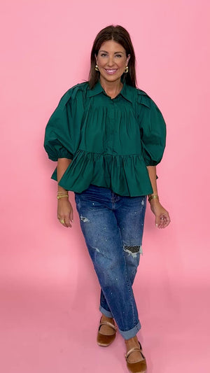 Elle Blouse - Hunter Green