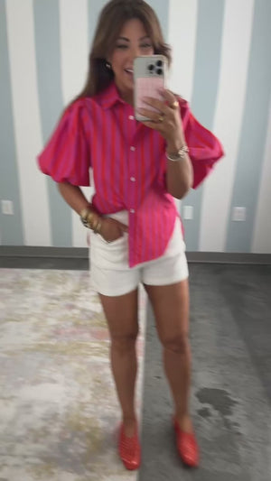 Madeleine Stripe Puff Top