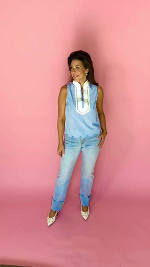 Salem Blue Stripe Top