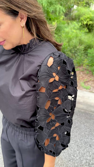THML Black Eyelet Top